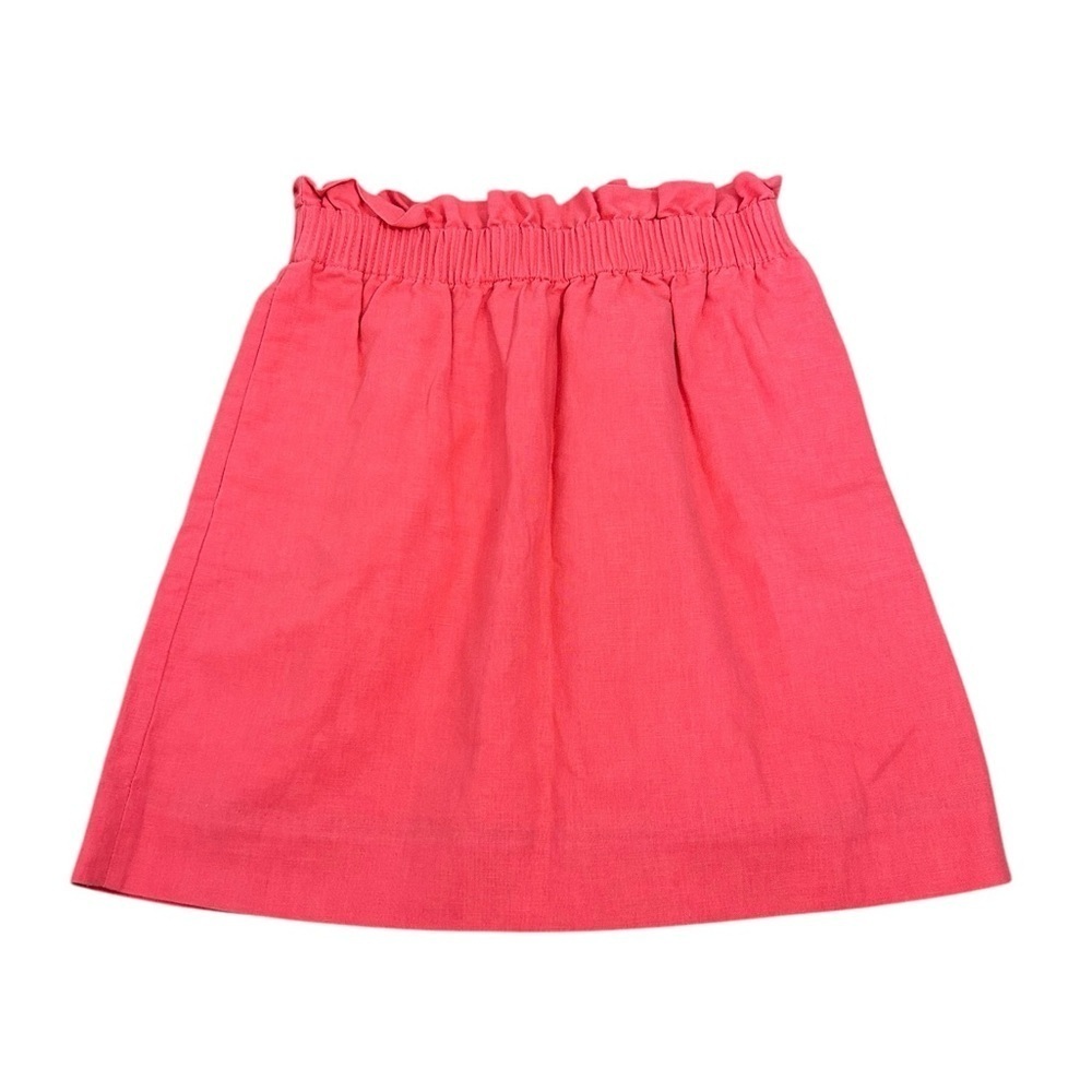 J. Crew Salmon Pink Paper Bag Waist Pull-On Linen Cotton Skirt Women’s Size 2